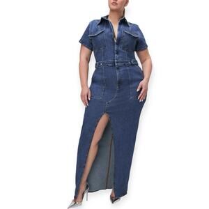 Good American Denim Maxi Dress 3XL Stretch Overalls Sexy Chic Boho Festival